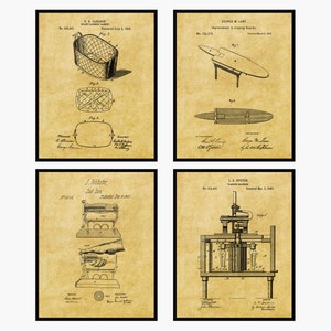 Laundry Patent Prints Set Of 4 - Laundry Decor • Laundry Room Prints • Laundry Wall Art • Bathroom Prints • Laundry Room Art