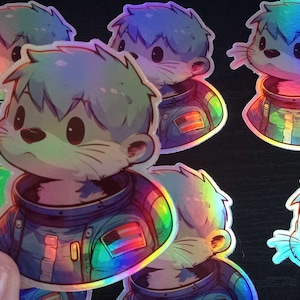 Bonita pegatina holográfica de nutria