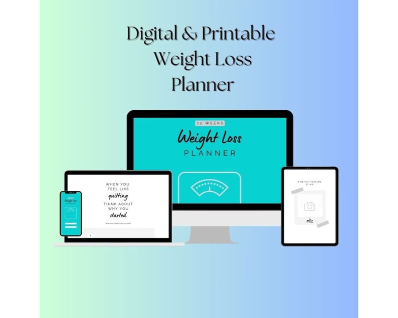 Weight Loss Planner 12 Week Digital Planner Fitness Planner Etsy