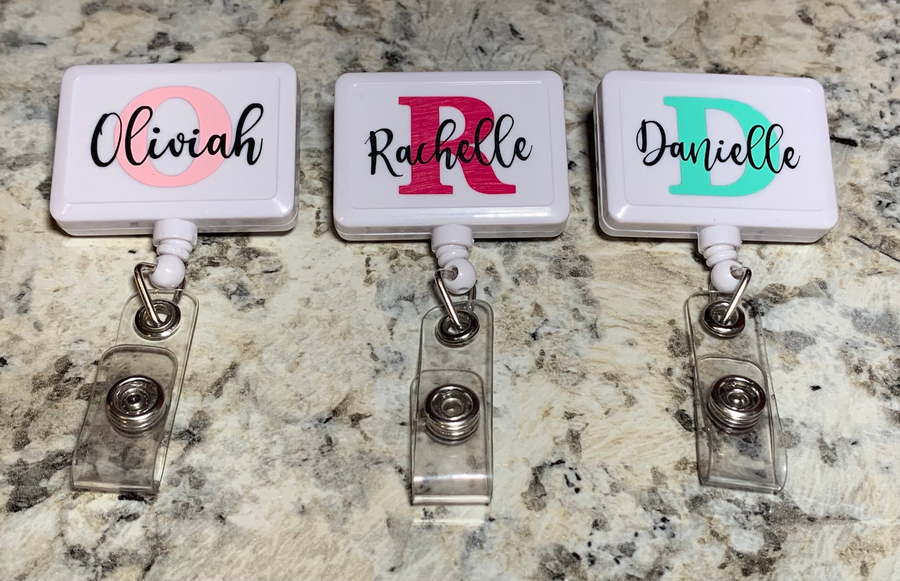 Personalized Badge Reel, Custom Nurse Retractable Badge Holder Nurse ID Lanyard Badge Clip RN ID