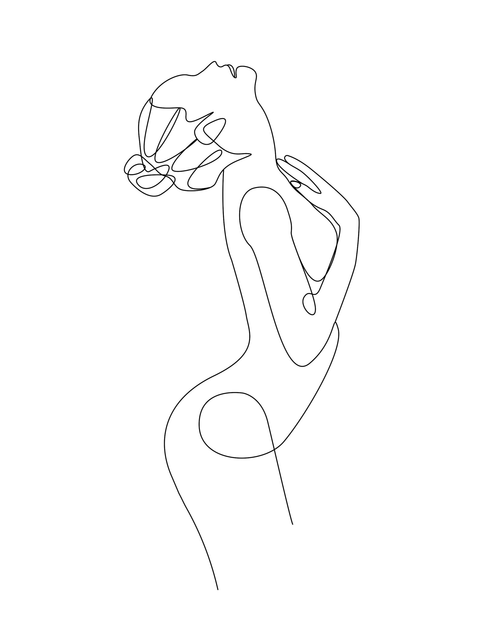 Printed Line Art female body abstract wall art minimalist | Etsy