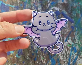 Halloween Bat Kitty Sticker Decal Bat Stickers Vinyl Sticker Decals Halloween Stickers Cat Stickers Halloween Cat Stickers