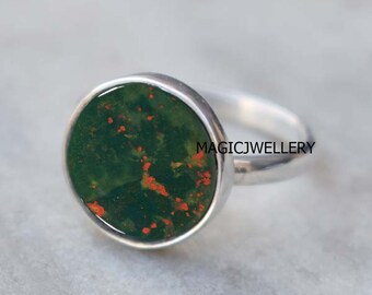 Silver Ring,Blood Stone Ring Gift For Mother Sterling Ring Natura Blood Stone Ring in 925 Sterling Silver Christmas Gift Gift For Her