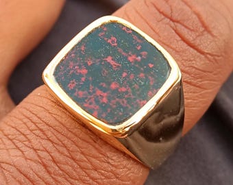 Herenkussen Bloedsteenring - handgemaakt zilver -925 sterlingzilver - kussen Cadeau voor zegelsieraden