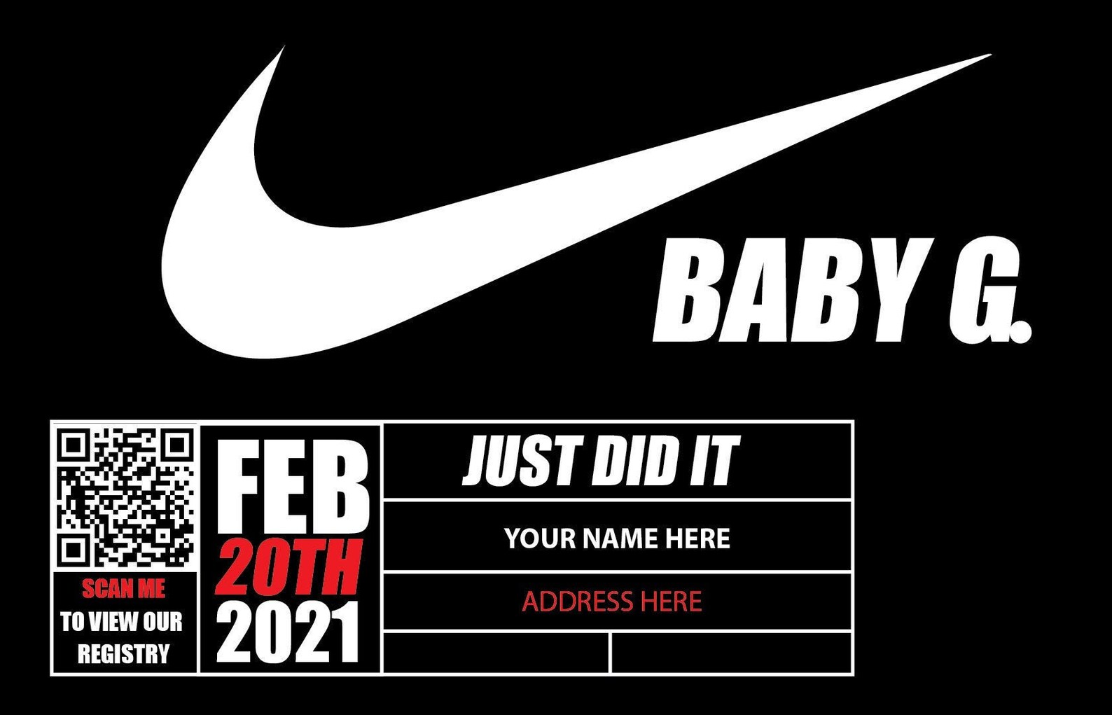 Editable Nike invitation PDF Etsy