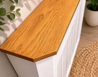 Bespoke mitred Oak Top Radiator Cover | Made to Measure Shaker Style Cabinet