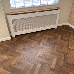 Custom Radiator Cover With Mitred Corners, Decorative Panel and Oak Top ...