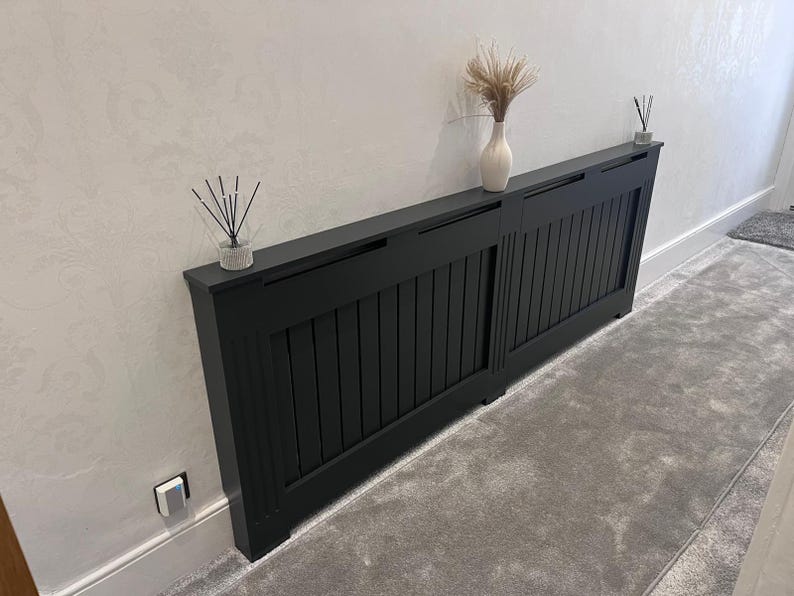Custom Fluted Radiator Cover | Black Bespoke Cabinet, Modern Home Decor ...