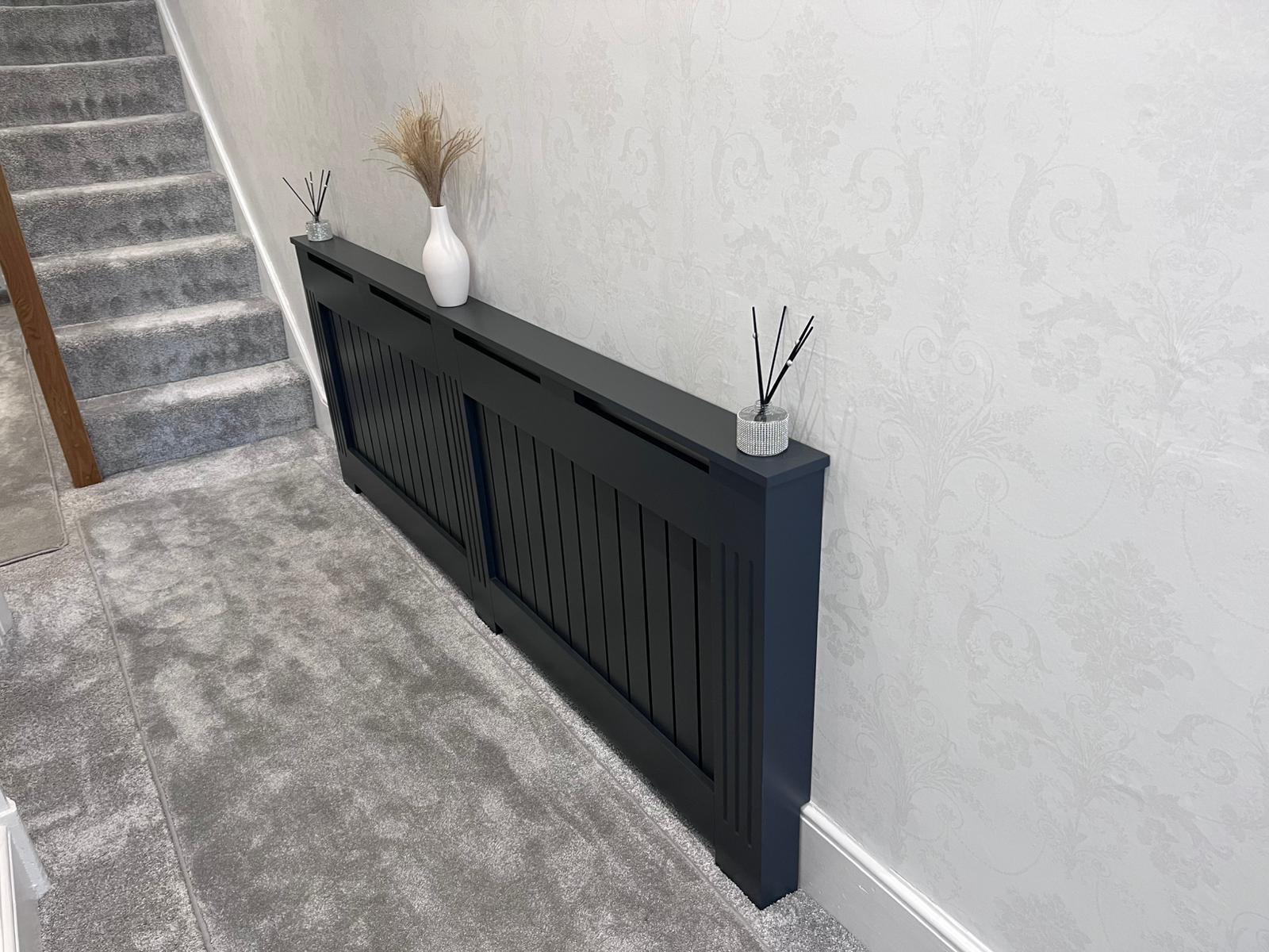 Custom Fluted Radiator Cover | Black Bespoke Cabinet, Modern Home Decor ...