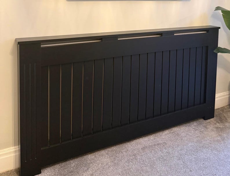 Custom Fluted Radiator Cover | Black Bespoke Cabinet, Modern Home Decor ...