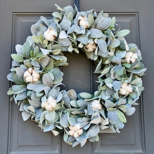 Lamb&#39;s Ear & Cotton Wreath: Rustic Farmhouse Greenery