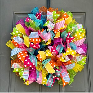 Colorful Polka Dot Fiesta or Birthday Wreath, Party Wall Decor