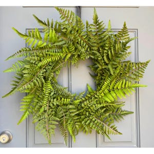 Minimalist Fern Year Round Full Greenery Front Door Wreath, Wreath for Outdoors, Neutral Greenery Wreath