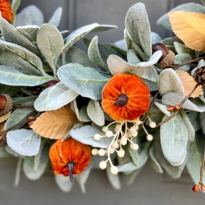 Fall Farmhouse Lambs Ear Pumpkin and Acorn Wreath for Front Door ...