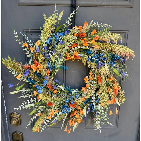 Blue Orange Wreath - Etsy