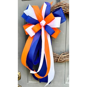 School or Team Colors Decorative Bow for Wreath Mailbox Lantern Staircase Planter or Gift, Graduation Decor