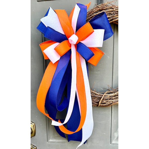 School or Team Colors Decorative Bow for Wreath Mailbox Lantern Staircase Planter or Gift, Graduation Decor