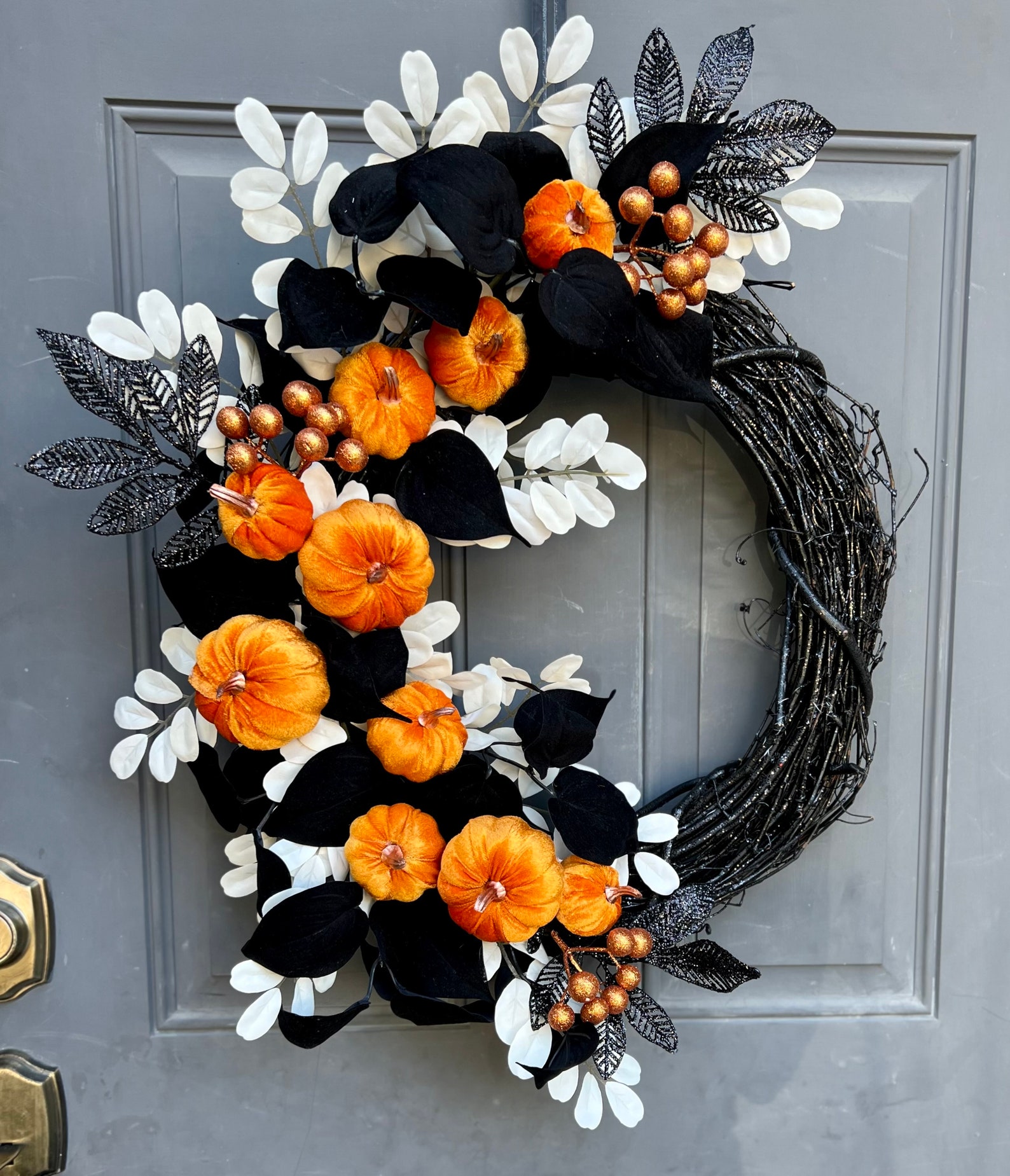 Image of Halloween Glam Pumpkin Wreath