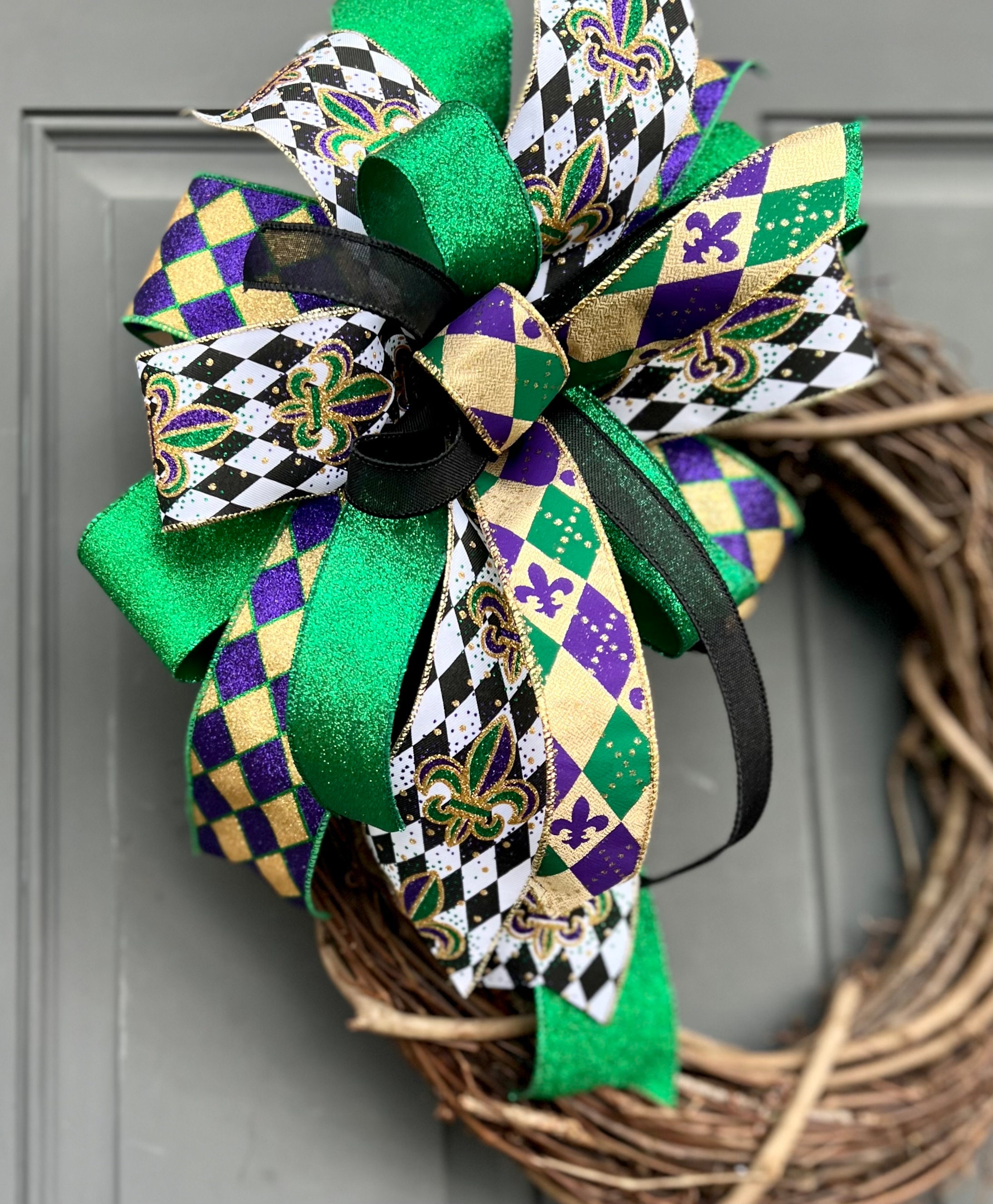 Harlequin ribbon, wreath ribbon, ribbon, wreath supplies, craft supplies,  wired ribbon, farmhouse ribbon, bulk ribbon, burlap ribbon, Countr