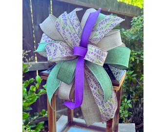 Farmhouse Lavender Wreath Mailbox Basket Decorative Lantern  Bow, Floral Pattern Door Hanger Bow