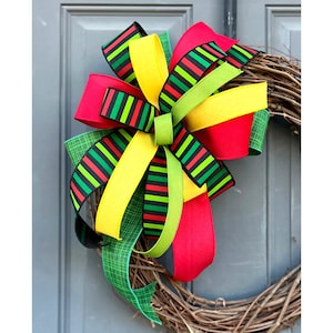 Black History Month Decorative Bow, Juneteenth Emancipation Day Wreath Bow, African American Kwanzaa Bow for Lantern Tree Mailbox