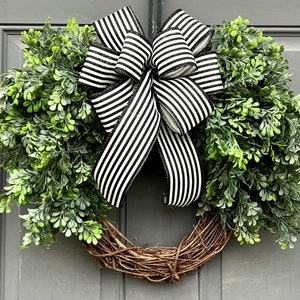 Minimalist Boxwood Year Round Front Door Wreath, Country Kitchen Boxwood Greenery Decor, Outdoor Farmhouse Wreath, Wreath for Double Doors