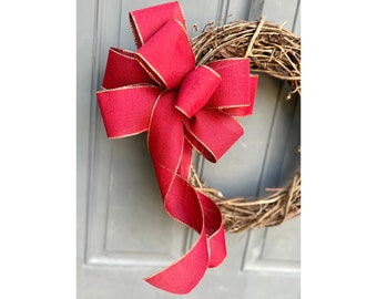 Decorative Holiday Bow for Wreath Mailbox Basket Lantern or Gift, Christmas Tree Bow from High Quality Wired Ribbon