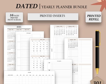PRINTED 2026 ADHD yearly planner bundle, Dated yearly calendar refill, Personal inserts, A5, A6 planner, FC Compact, Pocket planner, 301