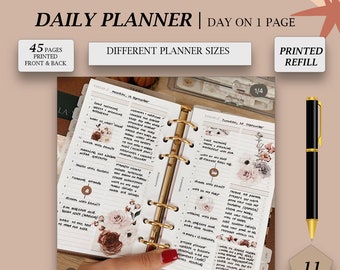 PRINTED daily planner refill, Productivity planner, Daily to do list, Hourly planner, Undated pages inserts, Day on 1 page,