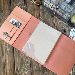 Trifold leather cover, Tri-fold handmade leather journal, Refillable Notebook Folio, 026