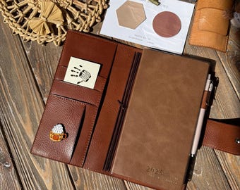 Veg Tan Leather Travelers Notebook Cover, Standard TN, Handmade, 020