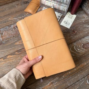 Trifold leather cover, Tri-fold handmade leather journal, Refillable Notebook Folio, 026