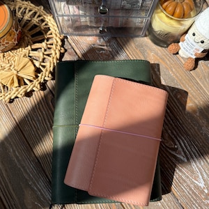 Trifold leather journal cover, Tri-fold handmade leather journal, Refillable Notebook Folio, 026