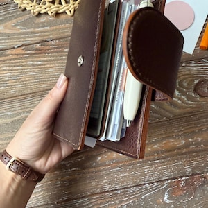 A7, Pasta de bolso de couro com 6 argolas, Agenda de bolso Filofax, Capa de agenda genuína em tom vegetal com levantador de páginas, Couro não tingido, 013