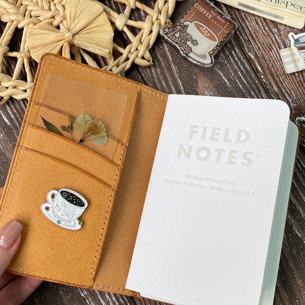 Leather Journal Cover for Moleskine Cahier Notebook Pocket size 3.5" x 5.5" Field Notes Cover Gift Refillable Pocket Cover