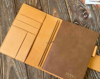 Sterling Ink A6 leather cover, Full grain veg tan Leather cover for A6 notebook, fits Hobonichi A6 Techo original, 033