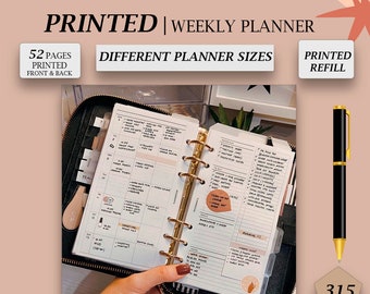 PRINTED ADHD weekly planner inserts, Weekly undated minimalist planner, Week on 2 pages, Weekly schedule, Weekly calendar planner