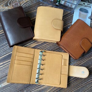 Pocket A7 Rings Planner Cover, Binder Handmade Genuine Leather Cover ...