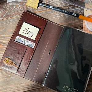 Veg tan leather cover for Common Planner Notebook from SterlingInk, B6 slim, Standard N1, Weeks N2, Pocket, Passport, Travelers Notebook 025