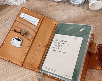 Funda de cuero de bolsillo TN veg tan, bolsillo Moleskine, cuaderno pequeño, 9*14 cm, portada de diario, cuaderno de cuero, portada de notas archivadas, portada de libro