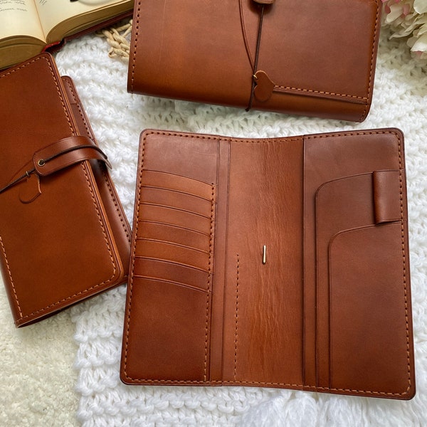 Hobonichi Mega Weeks Leather cover, wallet Personalized leather travelers notebook, handmade leather planner cover journal planner 01