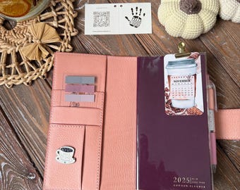 Hobonichi weeks mega leather cover, Weeks size cover, Sterling Ink, Paper Tess Designs, 030
