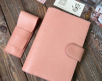Handmade Notebook Case, Journal Cover, Leather Planner Cover – Premium Veg Tan Leather, Hobonichi A5, A6, Standard, Passport, Pocket, B6 027