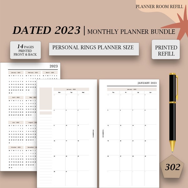 Month at a Glance Pocket Calendar Etsy