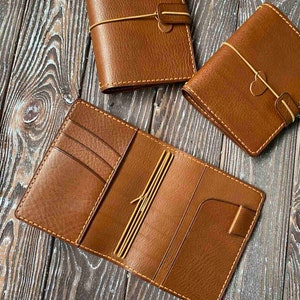 Passport TN Cubierta de cuero bronceado Veg, Passport Travelers Notebook, cuero italiano de grano completo