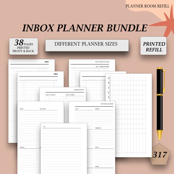 PRINTED inbox bundle, To do list, Task list, Online orders tracker, Planner setup, Add to planner, Routines inserts