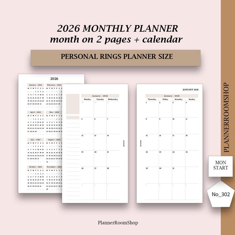 PRINTED 2026 ADHD Monthly Planner Bundle, Dated Monthly Calendar Refill ...
