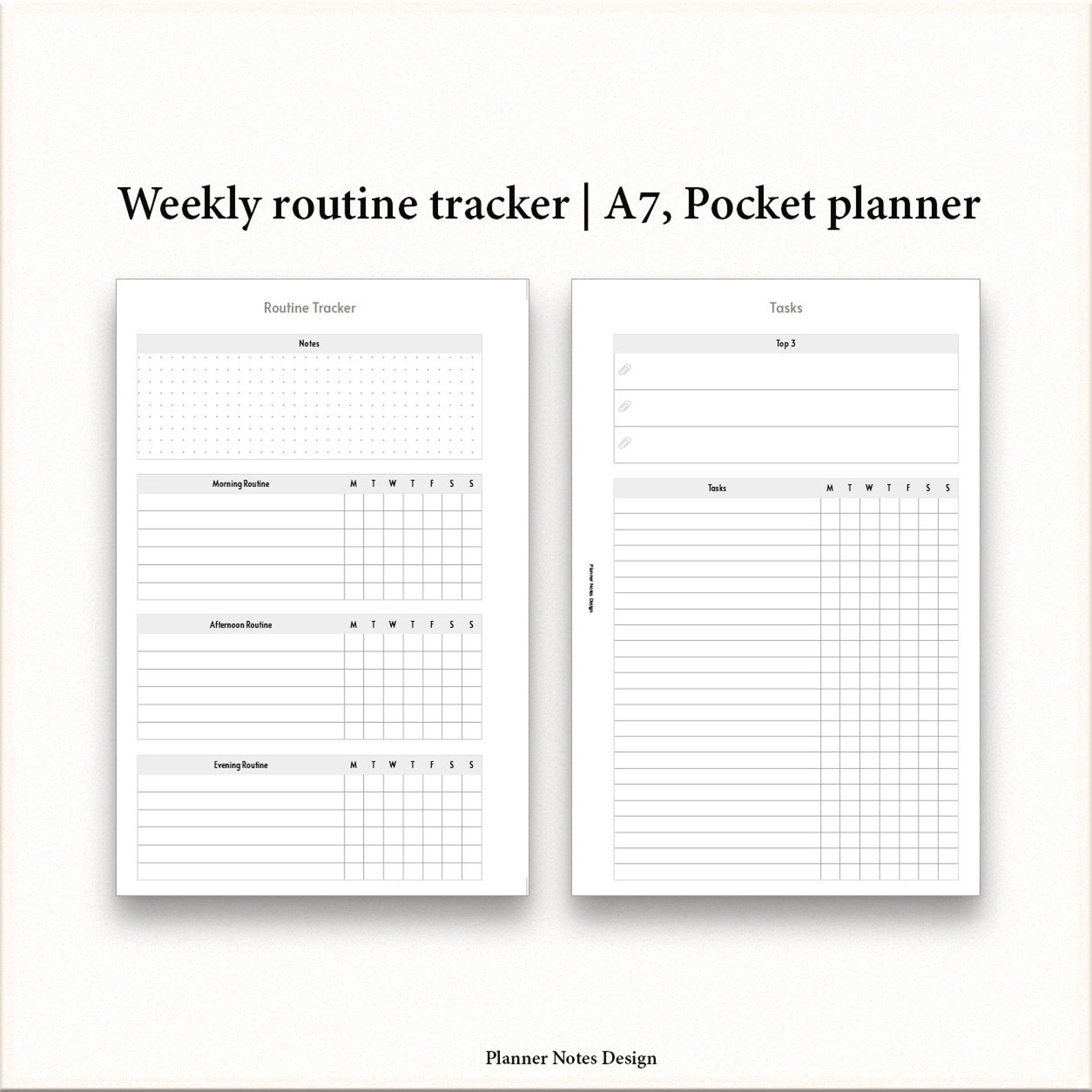 Weekly Planner routine A7 Pocket size Printable Daily | Etsy