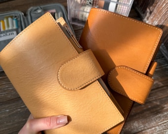 Leather 6-rings planner cover, binder handmade genuine leather cover, Veg tan 6 rings planner for Rings planner size, 015, 97