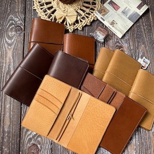 Leather Journal Cover for Moleskine Cahier Notebook Pocket size 3.5&quot; x 5.5&quot; Field Notes Cover Gift Refillable Pocket Cover, 047